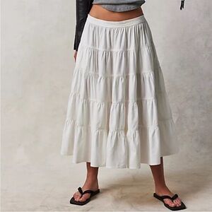 Free People In Full Swing Midi Skirt Ivory S